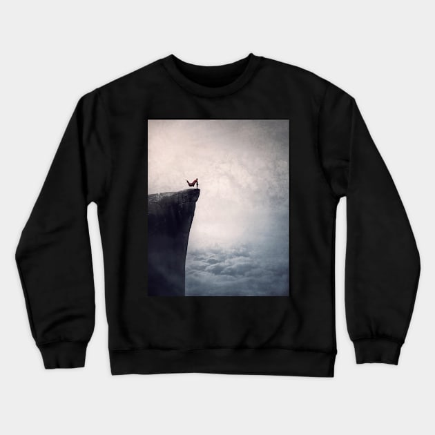 Hero at the edge of a cliff Crewneck Sweatshirt by psychoshadow